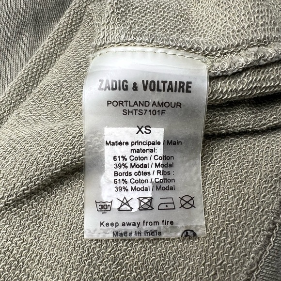 Zadig&Voltaire Portland Amour Khaki Sweatshirt XS - Picture 8 of 8